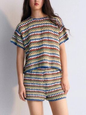 The New Society Hand-Crochet Top & Short Set